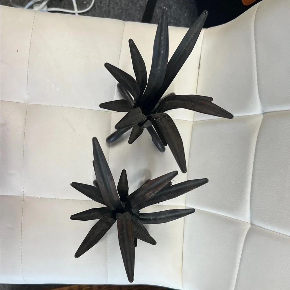 Vintage heavy, decorative iron wheat grass candleholder